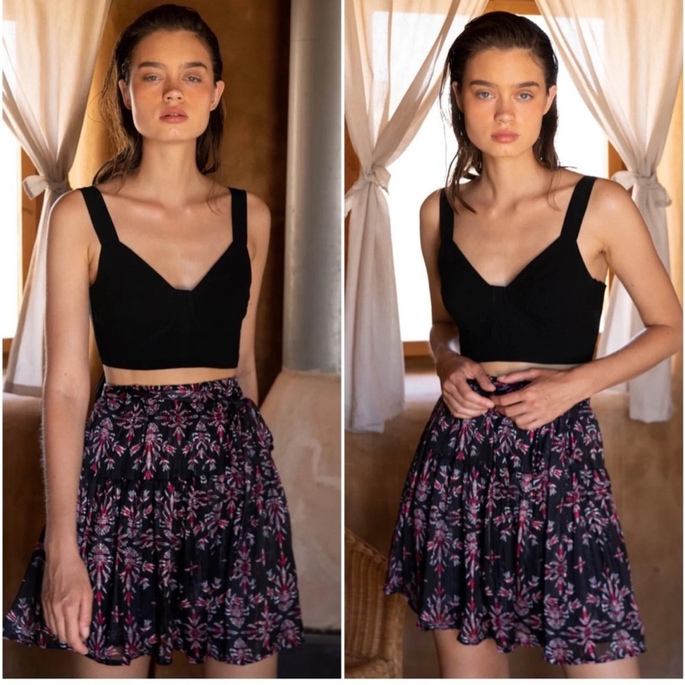 SABINA MUSAYEV Jezebel Black Print Skirt.